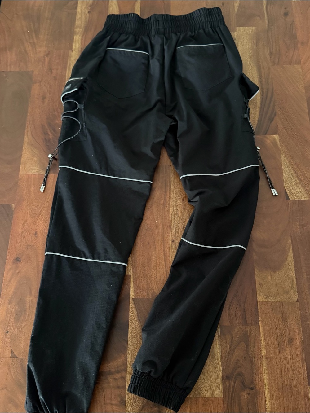 Maniere De Voir - Reflective Piped Cargo Pants Black Size 8 - Picture 3 of 5